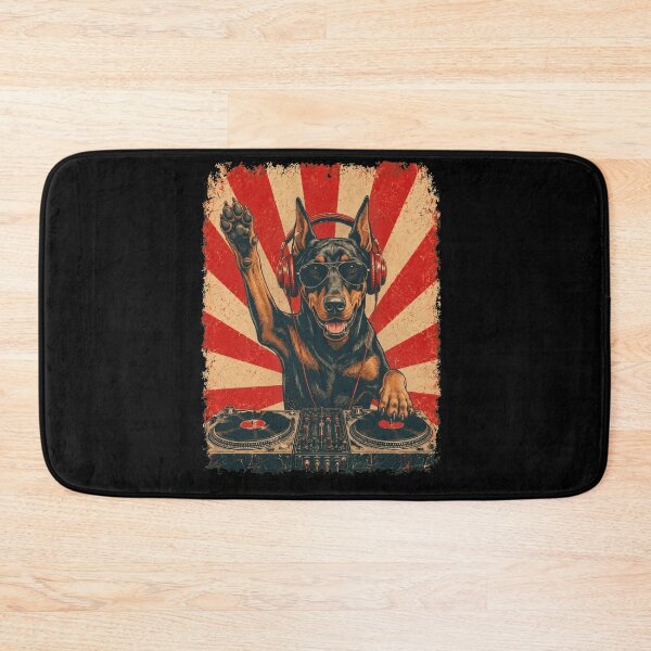 Item preview, Vintage DJ Doberman Pinscher With Headphones Art Dog Owner designed and sold by DoodleTortle.