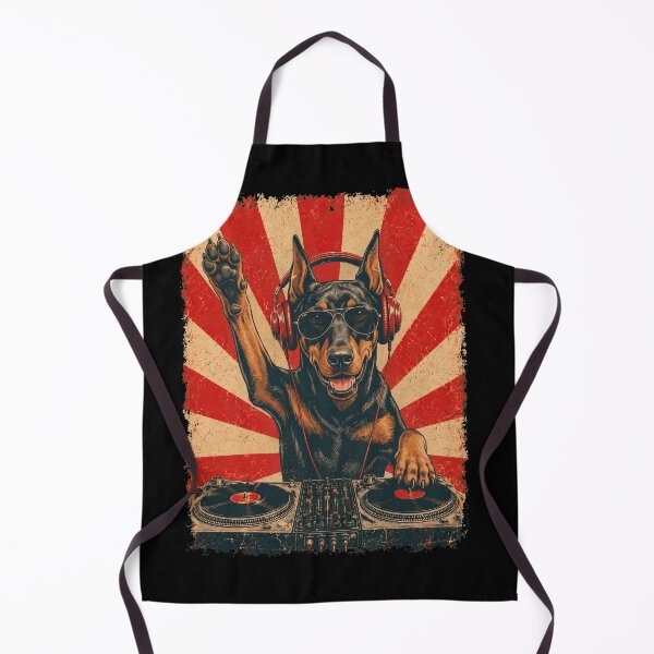 Item preview, Vintage DJ Doberman Pinscher With Headphones Art Dog Owner designed and sold by DoodleTortle.