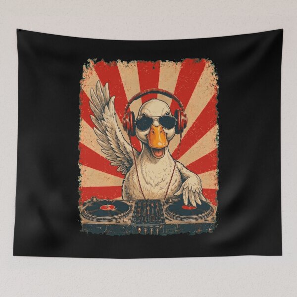 Item preview, Vintage DJ Duck With Headphones Art Animal Lover designed and sold by DoodleTortle.