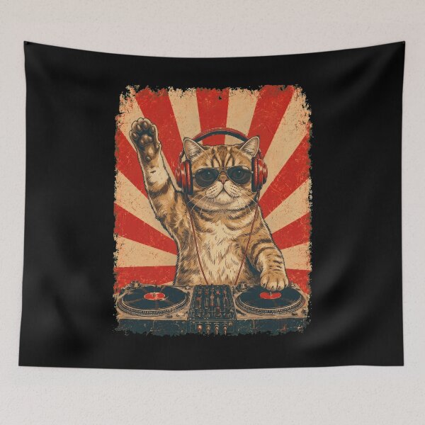 Item preview, Vintage DJ Exotic Shorthair With Headphones Art Cat Owner designed and sold by DoodleTortle.