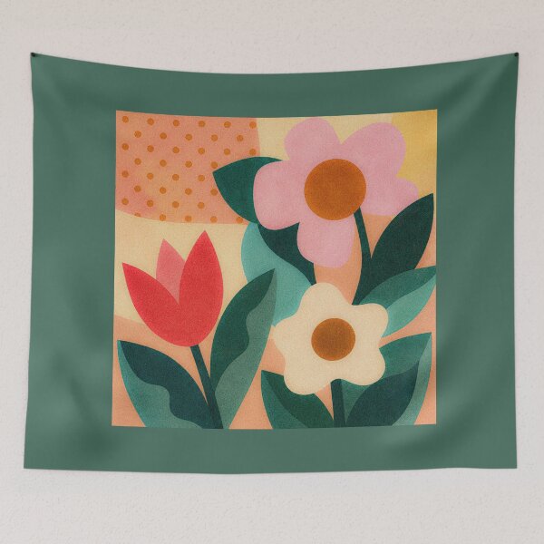 Item preview, Warm shapes of daisy and tulip garden designed and sold by Studio Adelita.