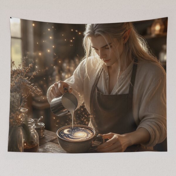 Item preview, The Elf Barista Who Poured Galaxies designed and sold by sigmaartstudio.