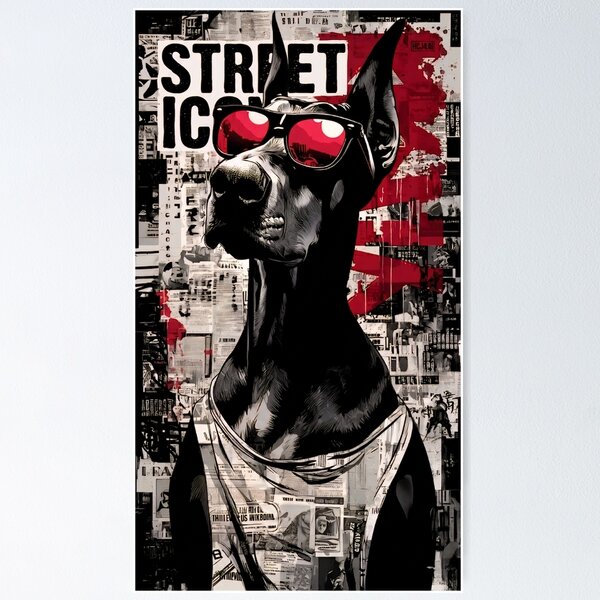 Item preview, ​Street Icon Doberman with Red Sunglasses designed and sold by Stree-Icon-Shop.