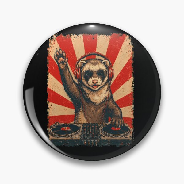 Item preview, Vintage DJ Ferret With Headphones Art Animal Lover designed and sold by DoodleTortle.
