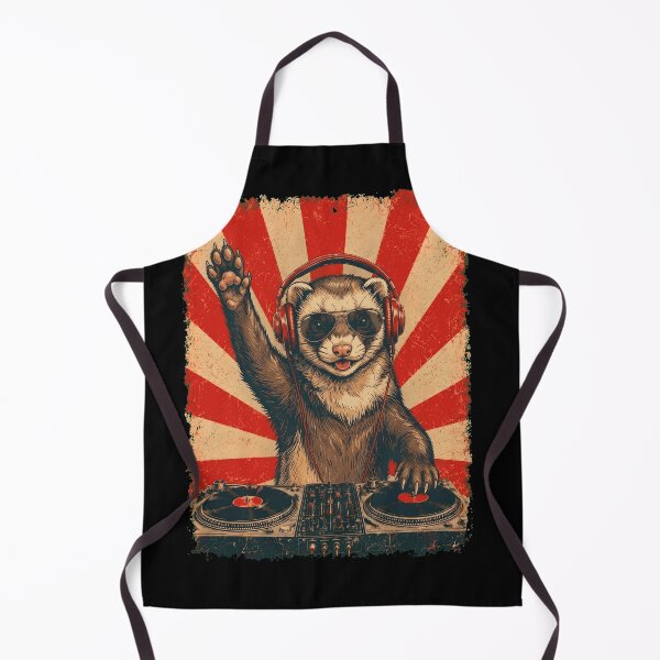 Item preview, Vintage DJ Ferret With Headphones Art Animal Lover designed and sold by DoodleTortle.