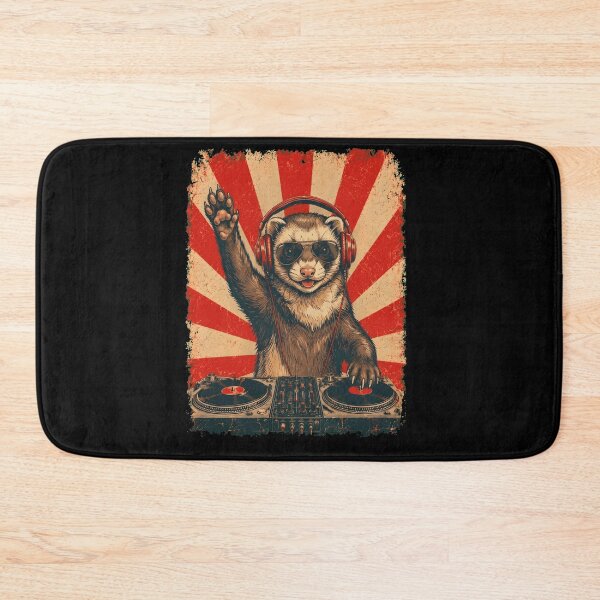 Item preview, Vintage DJ Ferret With Headphones Art Animal Lover designed and sold by DoodleTortle.