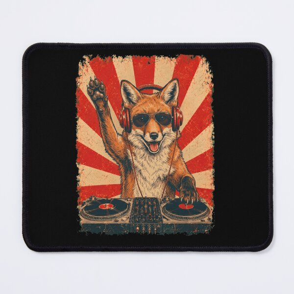Item preview, Vintage DJ Fox With Headphones Art Animal Lover designed and sold by DoodleTortle.