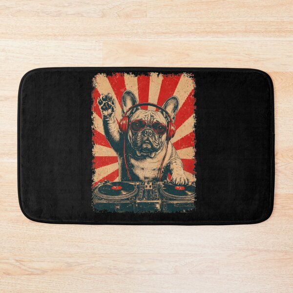Item preview, Vintage DJ French Bulldog With Headphones Art Dog Owner designed and sold by DoodleTortle.
