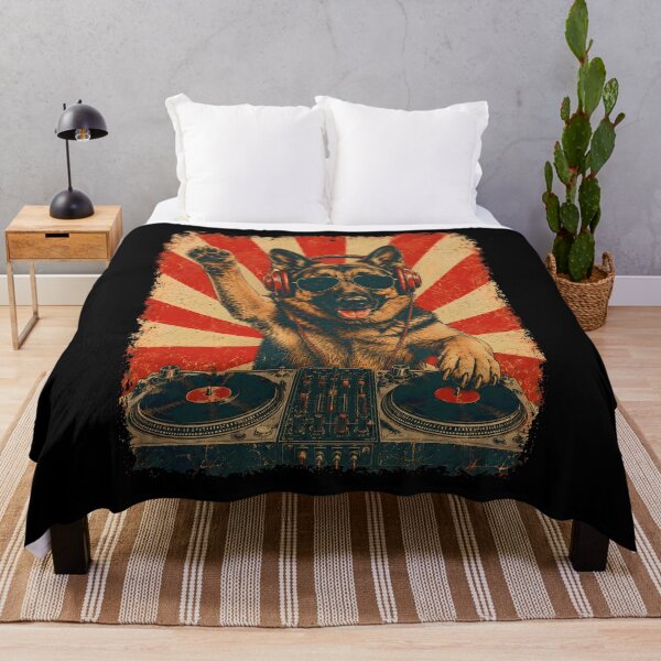 Item preview, Vintage DJ German Shepherd With Headphones Art Dog Owner designed and sold by DoodleTortle.