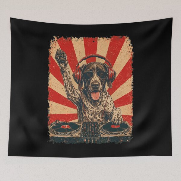 Item preview, Vintage DJ German Shorthaired Pointer With Headphones Art Dog Owner designed and sold by DoodleTortle.