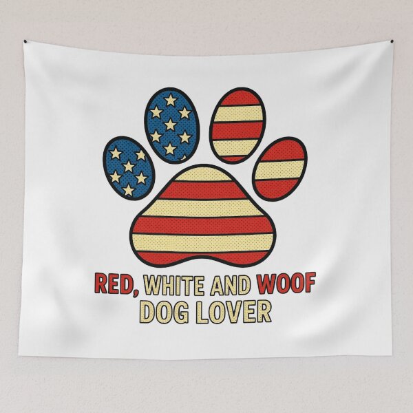 Item preview, Red White and Woof 4th of July Dog Paw Shirt Design designed and sold by MerchlyMike.