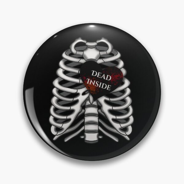 Item preview, Dead Inside Quote - Anatomical Skeleton Rib Cage and Black Heart designed and sold by Ossidiana..