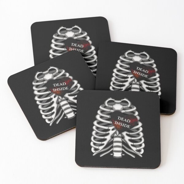 Item preview, Dead Inside Quote - Anatomical Skeleton Rib Cage and Black Heart designed and sold by Ossidiana..