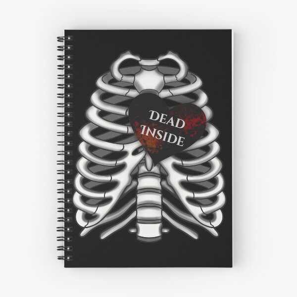 Item preview, Dead Inside Quote - Anatomical Skeleton Rib Cage and Black Heart designed and sold by Ossidiana..