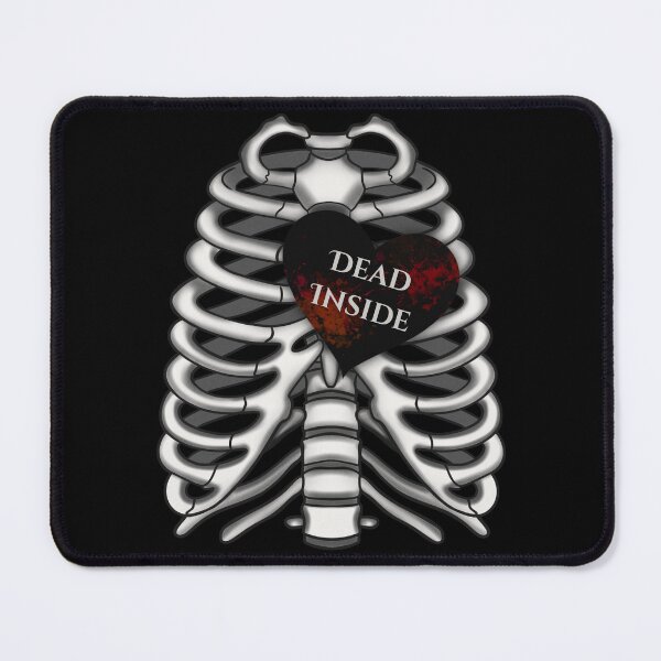 Item preview, Dead Inside Quote - Anatomical Skeleton Rib Cage and Black Heart designed and sold by Ossidiana..