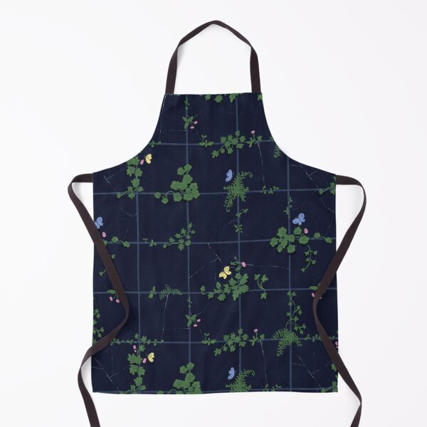 Item preview, Dark Biophilia: Wild Growth and Butterflies on Old Dark Blue Tiles designed and sold by Doodle Finch Designs.