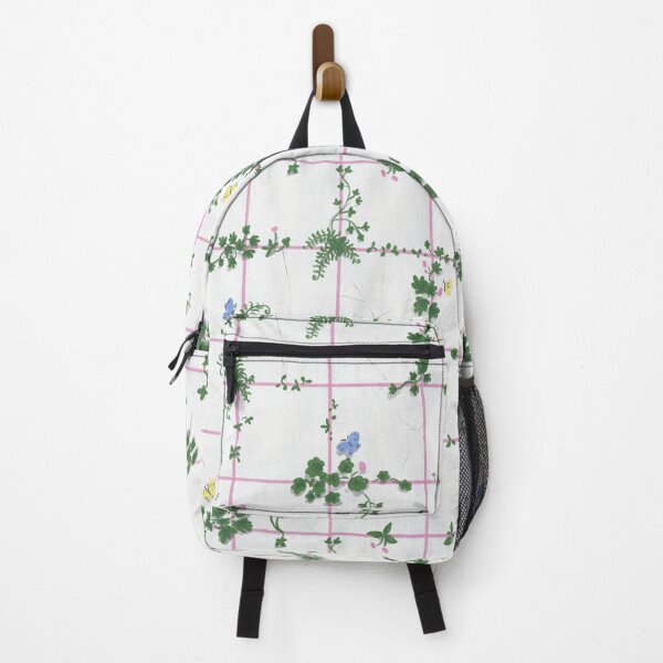 Item preview, Biophilia: Wild Plants Growing Through Old Cracked Tiles in Pink Grid designed and sold by Doodle Finch Designs.