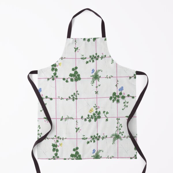 Item preview, Biophilia: Wild Plants Growing Through Old Cracked Tiles in Pink Grid designed and sold by Doodle Finch Designs.