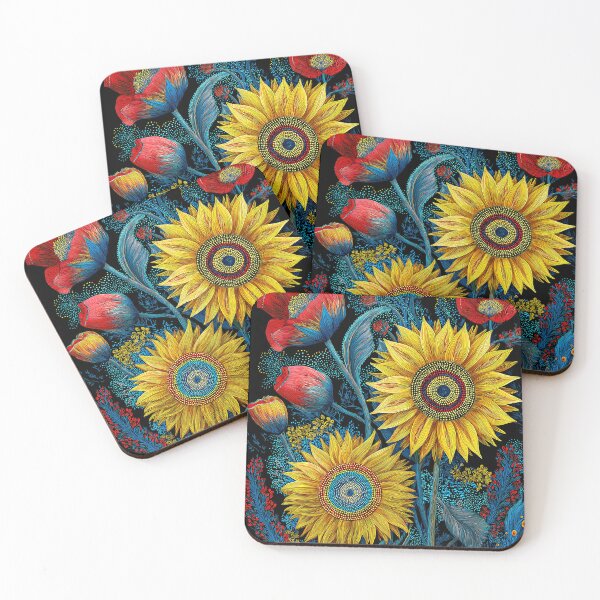 Item preview, Ukrainian Folk Art Sunflower & Poppy Print, Floral Wall Decor  designed and sold by Artistic Gift Print.