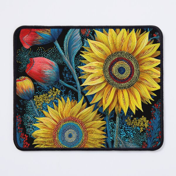 Item preview, Ukrainian Folk Art Sunflower & Poppy Print, Floral Wall Decor  designed and sold by Artistic Gift Print.