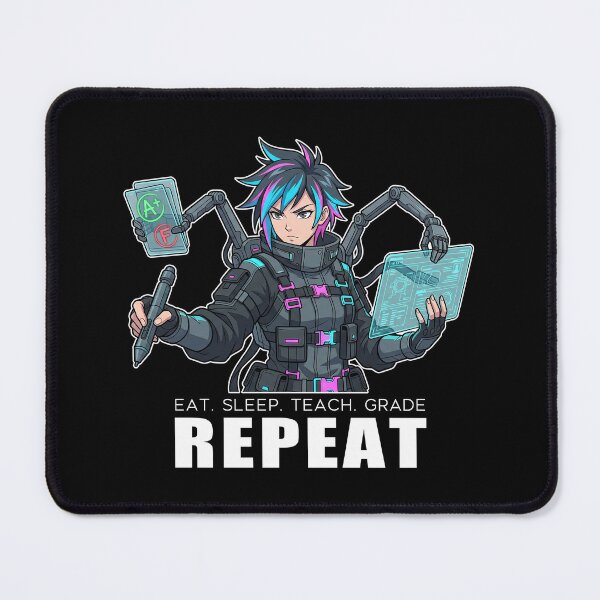 Item preview, Teacher Teach Grade Repeat Sticker - Cyberpunk Techwear Anime Art for Educators designed and sold by Osmose-Studio.