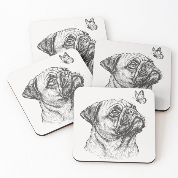 Item preview, Vintage Pug Butterfly Portrait designed and sold by Beanster-nl.