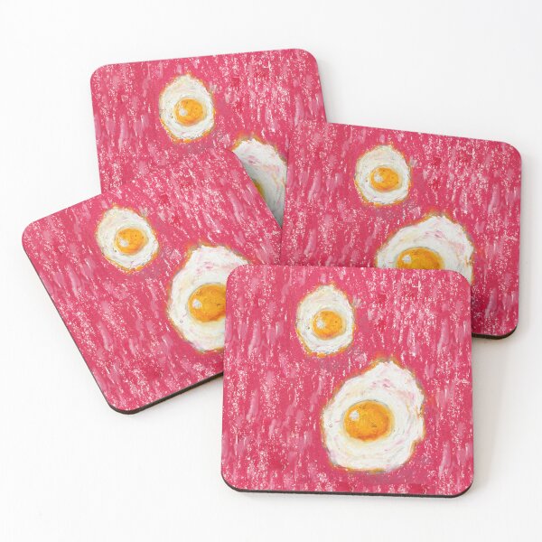 Item preview, Fried Eggs Pink Pop Art Oil Pastel Food Illustration designed and sold by kenagoup.