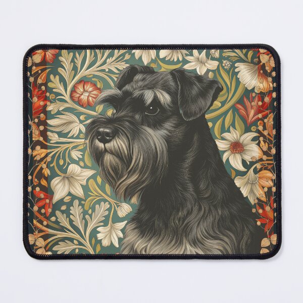 Item preview, Vintage Black Miniature Schnauzer Floral Art designed and sold by AntiqueImages.