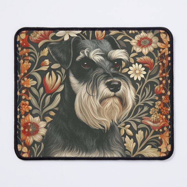 Item preview, Black and Silver Schnauzer Vintage Floral Art designed and sold by AntiqueImages.