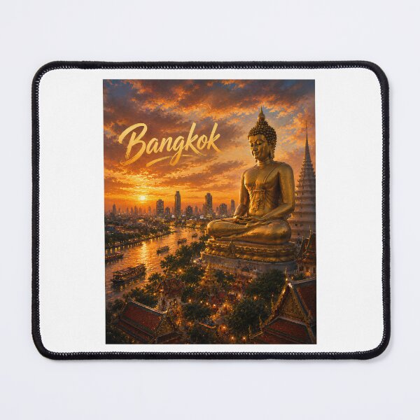 Item preview, Bangkok Thailand Vintage Brushstroke Design | Wat Arun Travel Artwork designed and sold by filou designs.