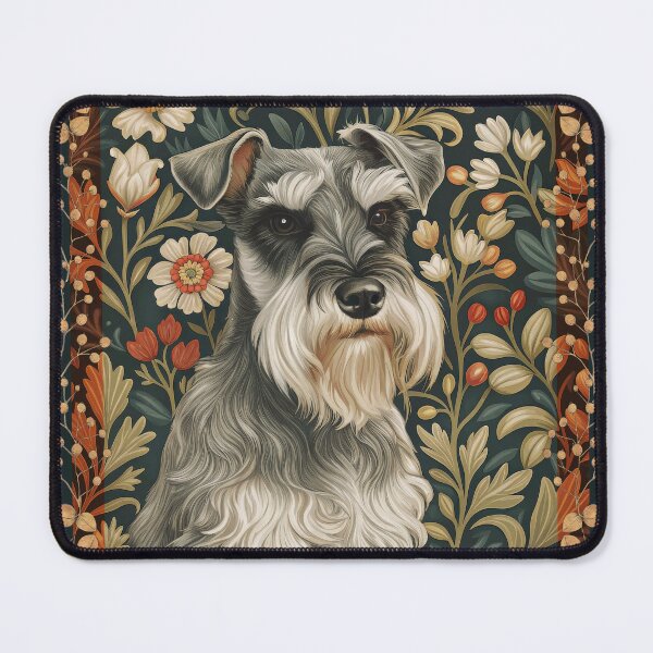 Item preview, Salt and Pepper Schnauzer Vintage Floral Art designed and sold by AntiqueImages.
