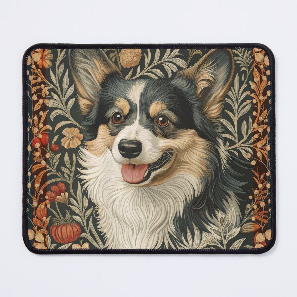 Item preview, Vintage Corgi William Morris Floral Dog Art designed and sold by AntiqueImages.