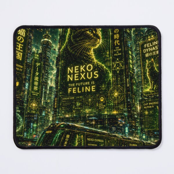 Item preview, Neko Nexus Cyberpunk Cat Megacity Dreamscape designed and sold by Mindworx21.