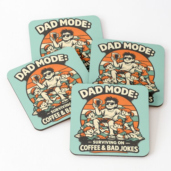 Item preview, Dad Mode: Surviving on Coffee & Bad Jokes Retro Cartoon Dad Gift designed and sold by  MAD's Recreation Studio.