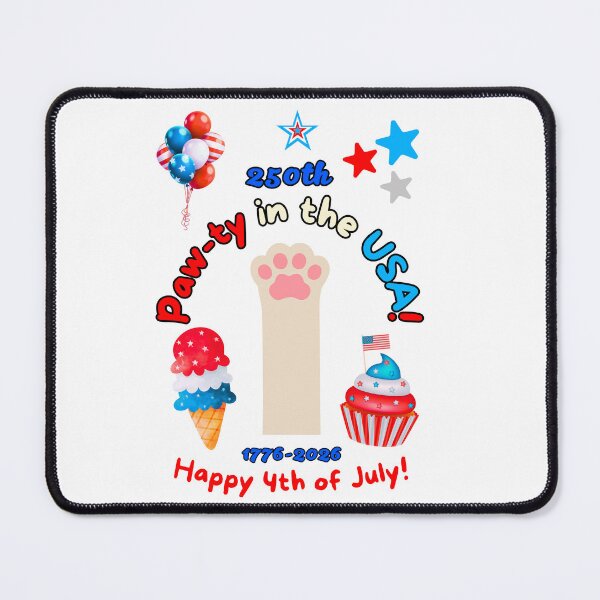 Item preview, 4th of July 250th White Cat Paw-ty designed and sold by MYCatStuff.