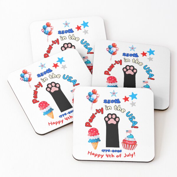 Item preview, 4th of July 250th Black Cat Paw-ty designed and sold by MYCatStuff.