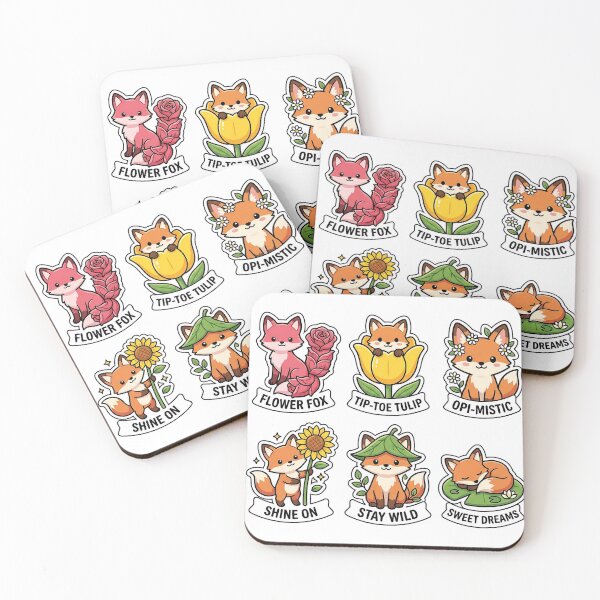 Item preview, Kawaii Fox-Flora Sticker Pack - Cute Fox & Flower Puns designed and sold by SimpleP.