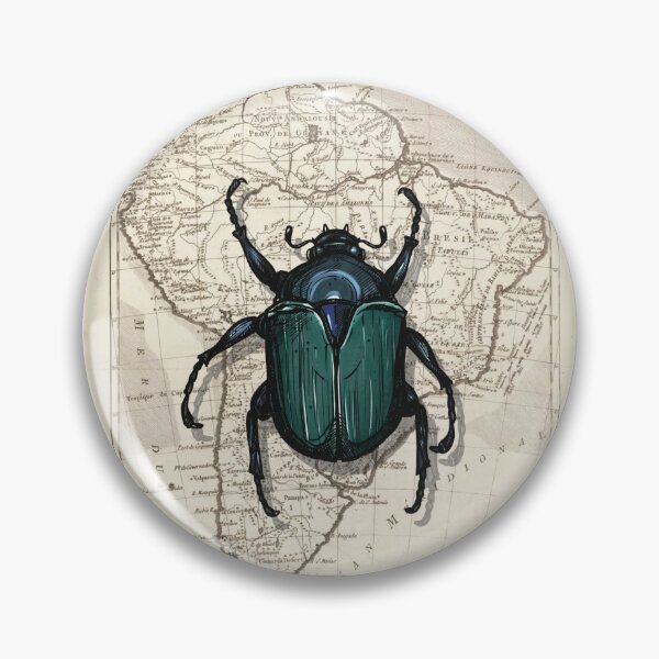 Item preview, Vintage Green Beetle Illustration over Antique Map designed and sold by Becky-Poppins.