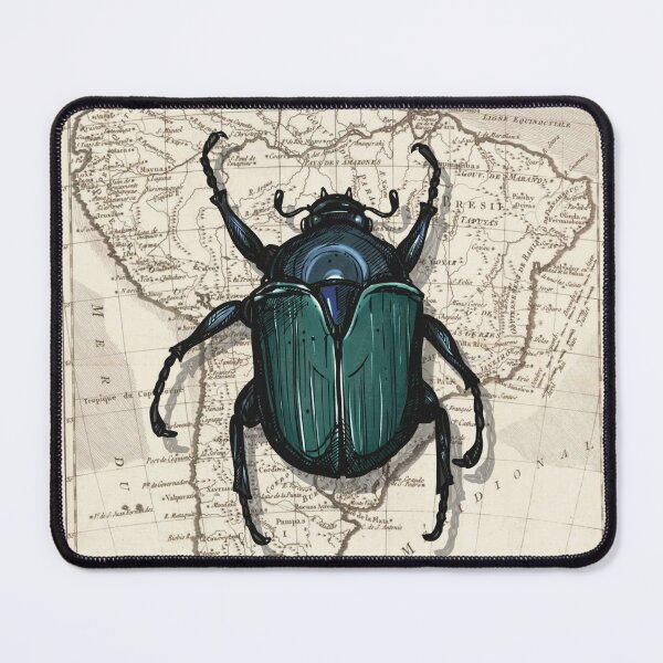 Item preview, Vintage Green Beetle Illustration over Antique Map designed and sold by Becky-Poppins.