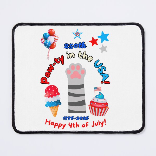 Item preview, 4th of July 250th Gray Cat Paw-ty designed and sold by MYCatStuff.