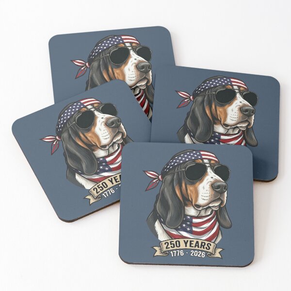 Item preview, Patriotic Basset Hound Dog 250 Years USA Independence 1776 designed and sold by d247.
