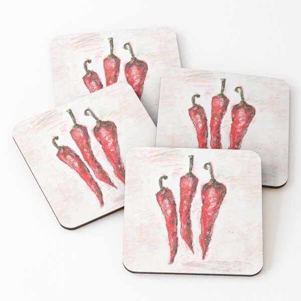 Item preview, Red Hot Chili Peppers Oil Pastel Botanical Food Illustration designed and sold by kenagoup.