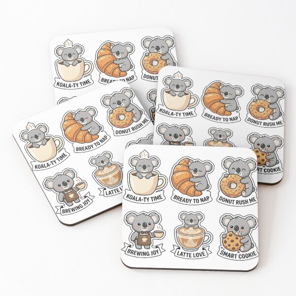 Item preview, Kawaii Koala-Cafe Sticker Pack - Cute Koala & Bakery Puns designed and sold by SimpleP.