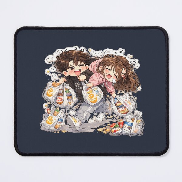 Item preview, Funny Chibi Couple After Shopping | Sleepy Girlfriend & Chaotic Boyfriend Kawaii Sticker designed and sold by J&J's Creation.