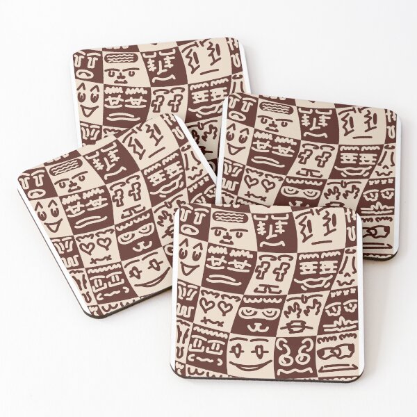 Item preview, Checkerboard Abstract Faces – Retro Doodle Pattern Art designed and sold by felipemaldonadoart.