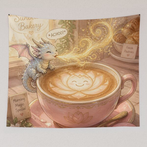 Item preview, Tiny Dragon and The Lotus Latte  designed and sold by sigmaartstudio.