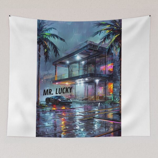 Item preview, MR LUCKY - Modern Cyberpunk Villa Art designed and sold by Modern Nest Art.