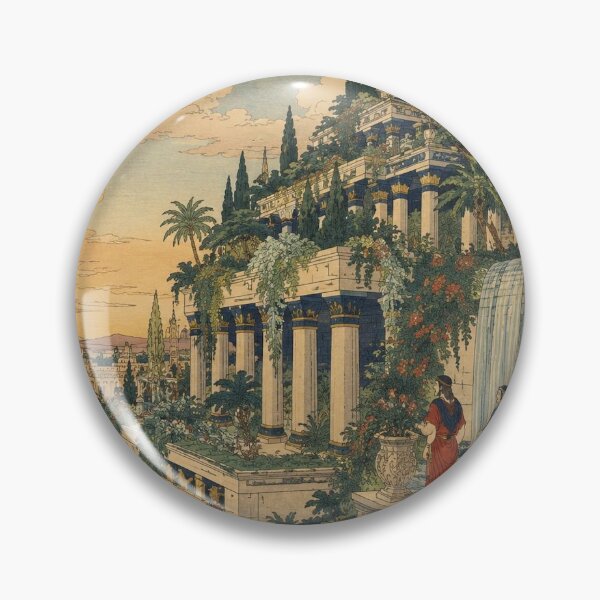 Item preview, Hanging Gardens of Babylon Ukiyo-e Art Print | Japanese Woodblock Ancient Wonder Wall Art designed and sold by Vandy Fullam.