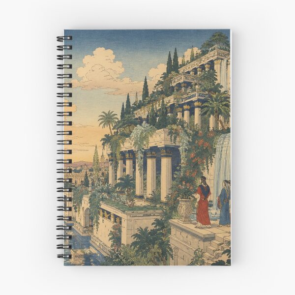 Item preview, Hanging Gardens of Babylon Ukiyo-e Art Print | Japanese Woodblock Ancient Wonder Wall Art designed and sold by Vandy Fullam.