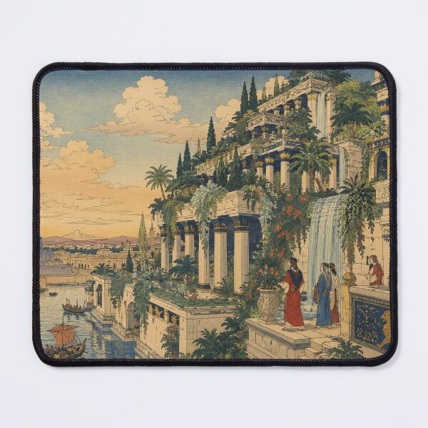 Item preview, Hanging Gardens of Babylon Ukiyo-e Art Print | Japanese Woodblock Ancient Wonder Wall Art designed and sold by Vandy Fullam.
